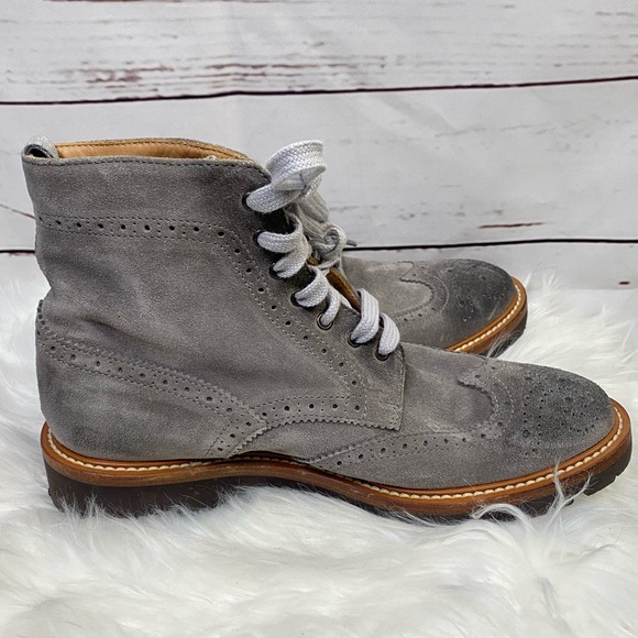 Brunello Cucinelli Shoes - Brunello Cucinelli Grey Laser Cut Suede Booties